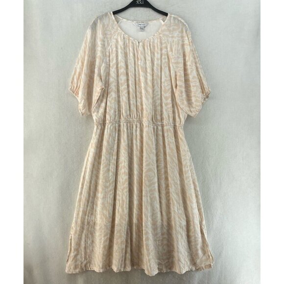 Nine West Women’s Maxi Dress 2XL White Peach Summer Raglan Puff Sleeve Bohemian - Picture 1 of 13